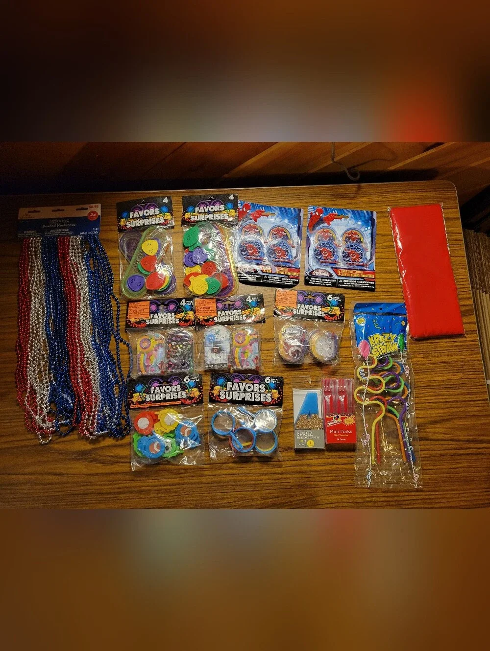 Assorted Party Favor Pack with Red, Blue & Silver Accessories